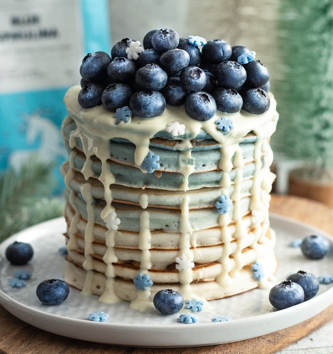 Snowy Blue Pancake Stack