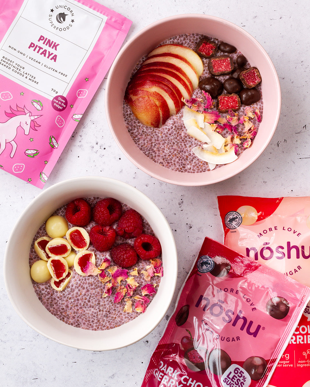 Pink Pitaya Chia Puddings