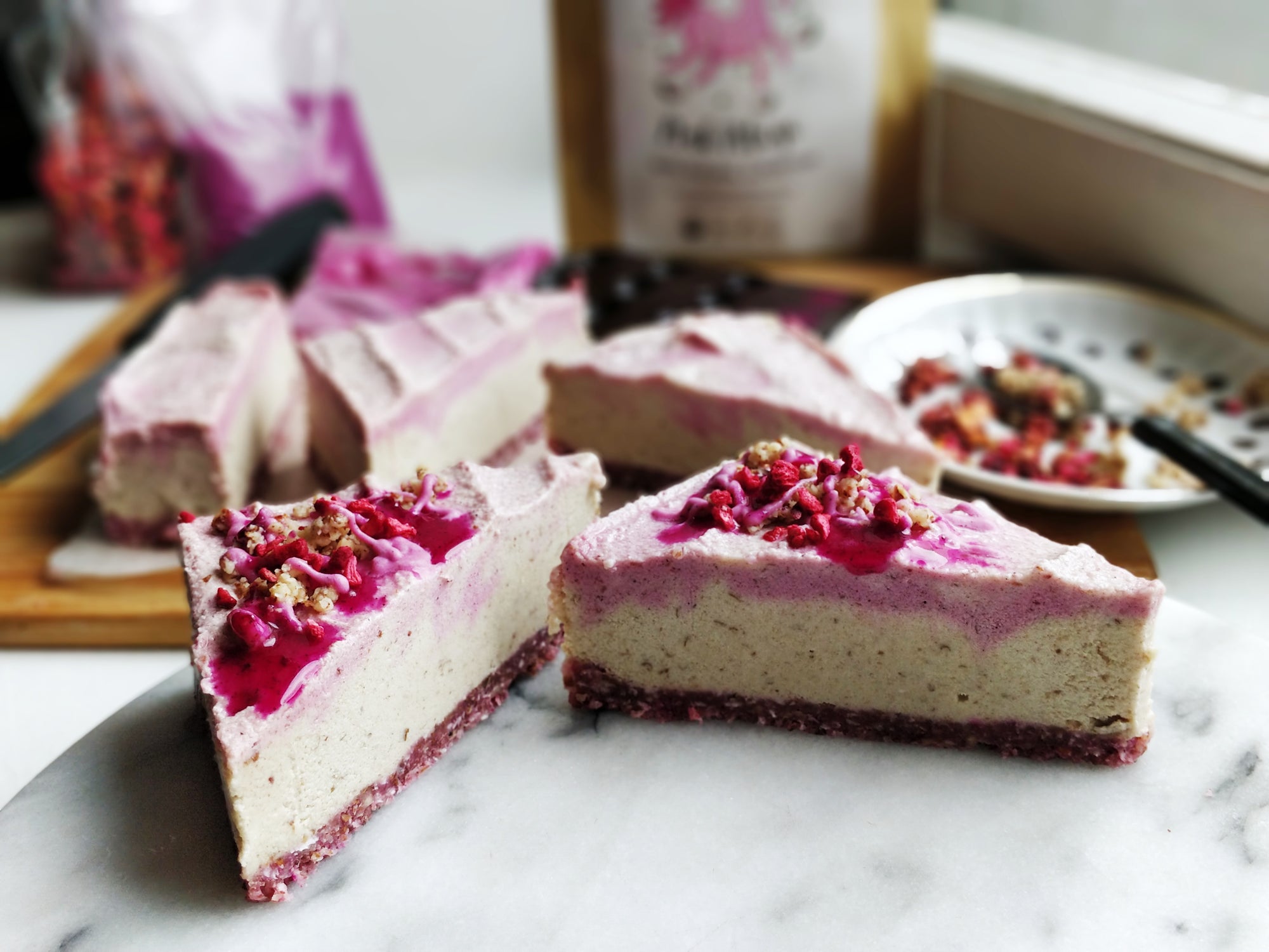 pink raw cheesecake