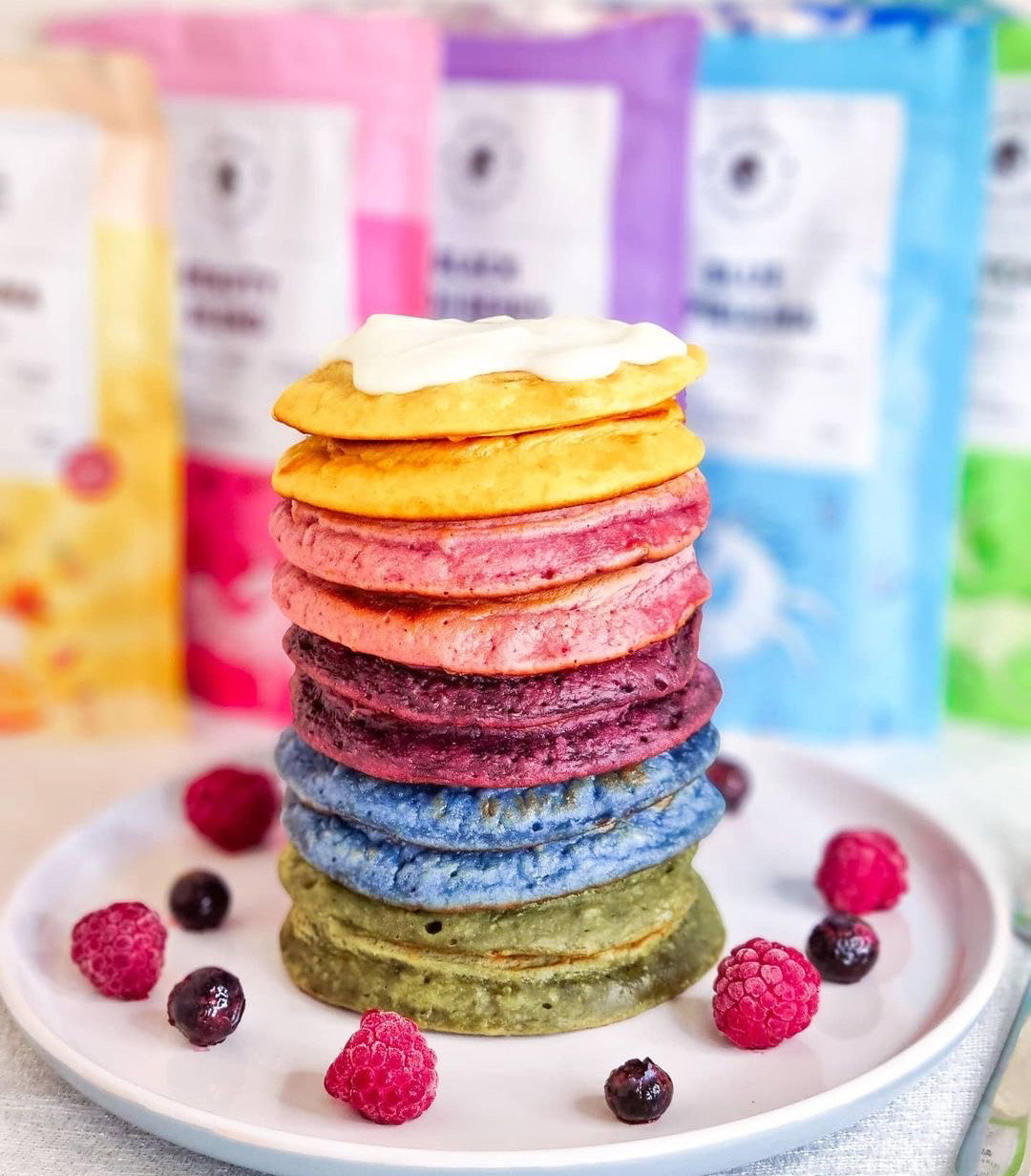 Colourful superfood pancakes