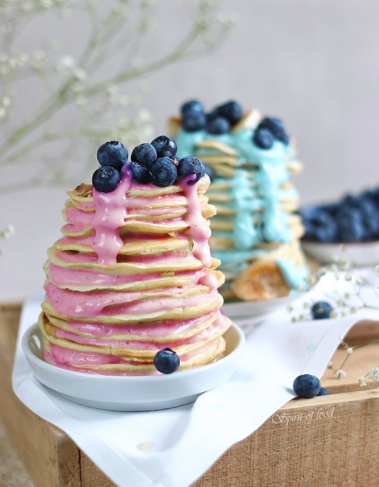 pink and blue pancakes