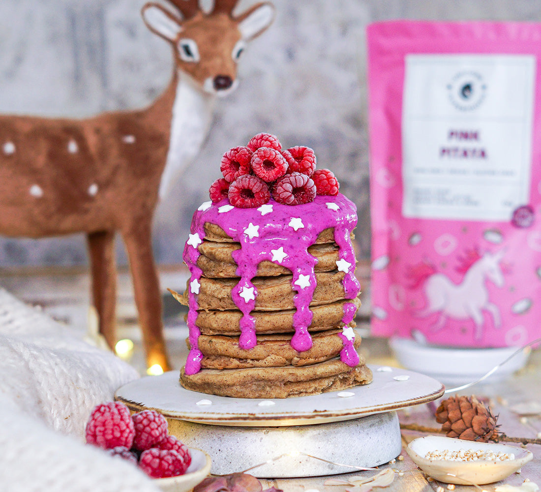 christmas pink pancake stack