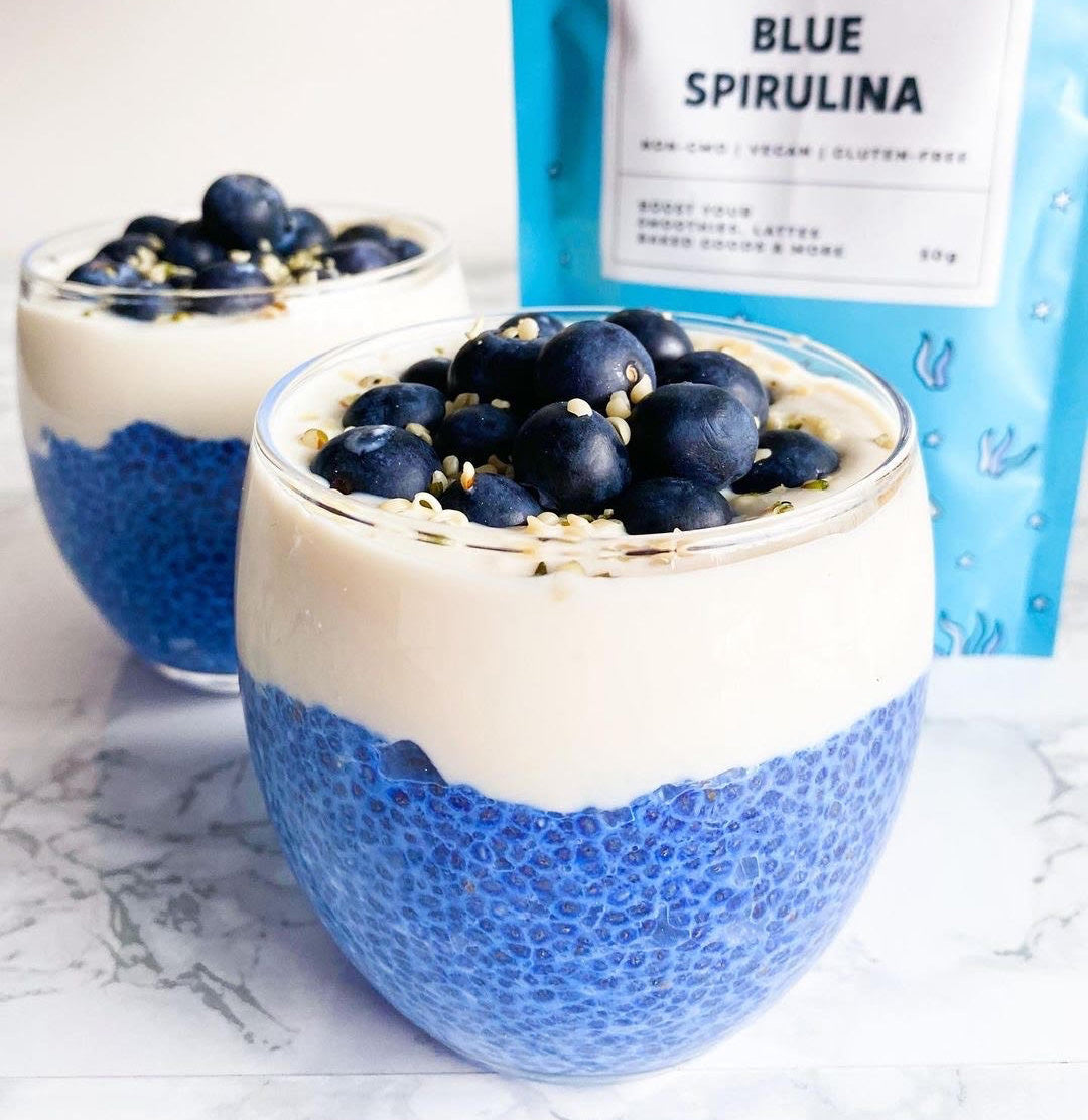 Blue spirulina chia pudding