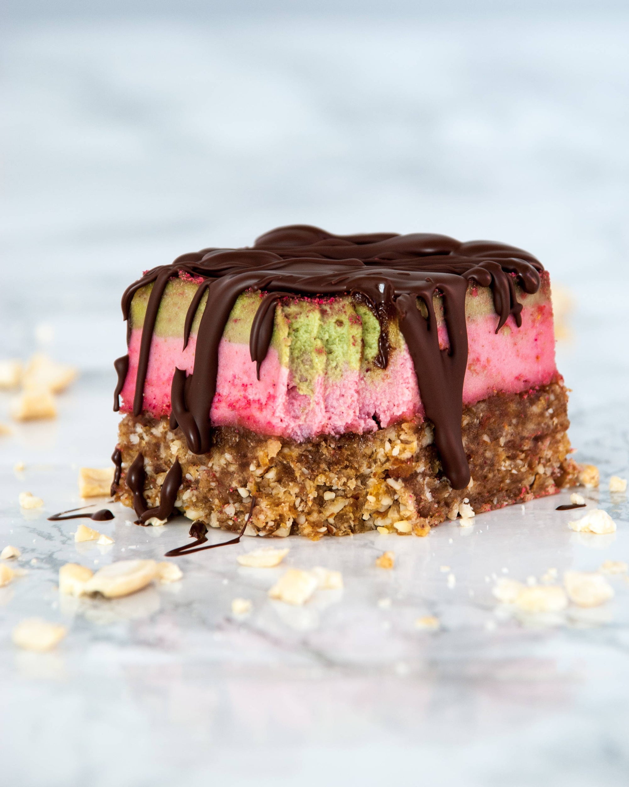 Pitaya & Matcha Raw Cake