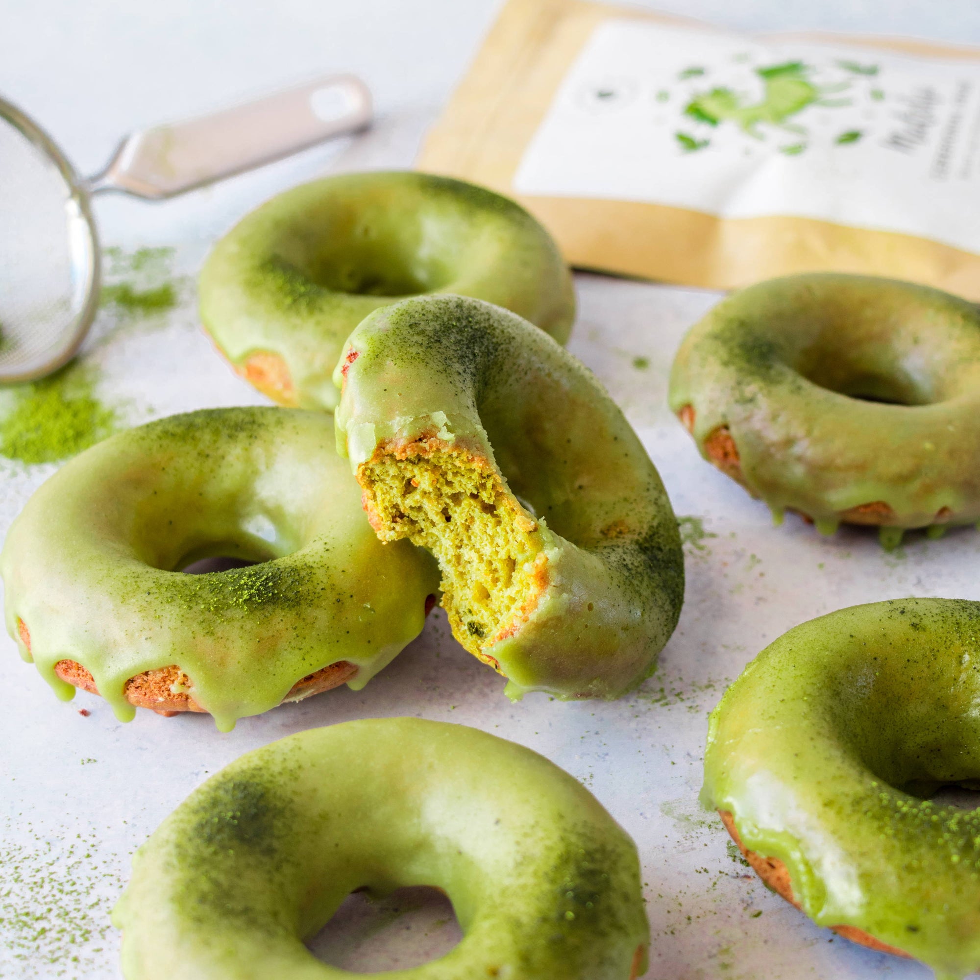 Matcha Glazed Vegan Donuts