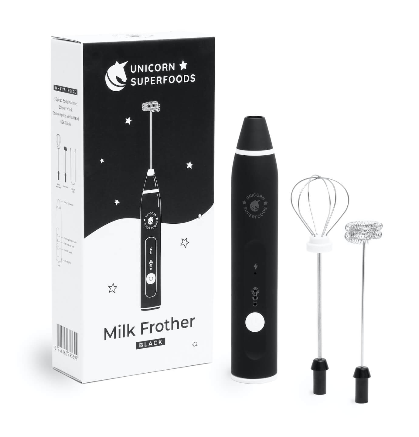 black handheld milk frother