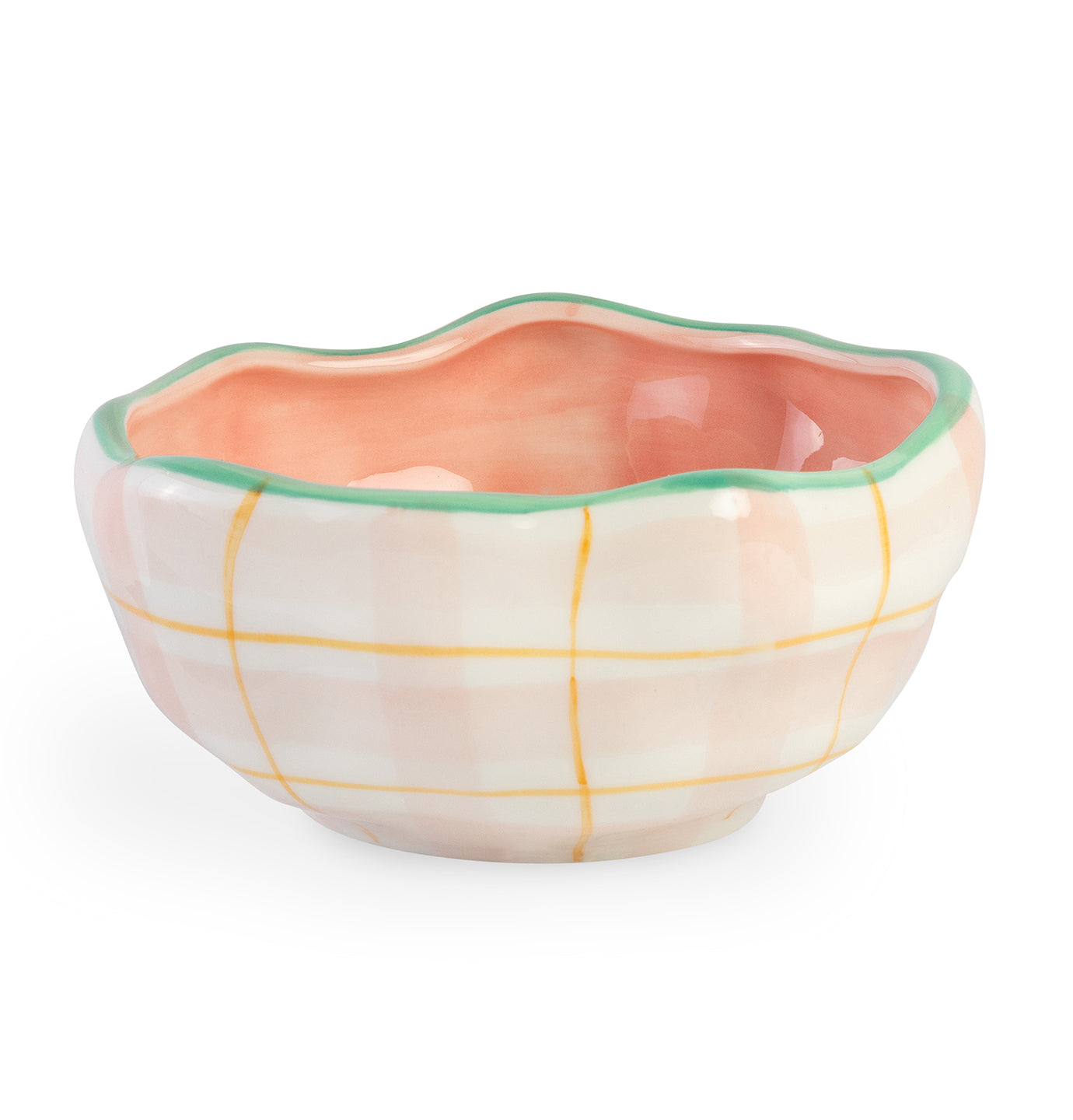 Pink Checkered Ceramic Bowl