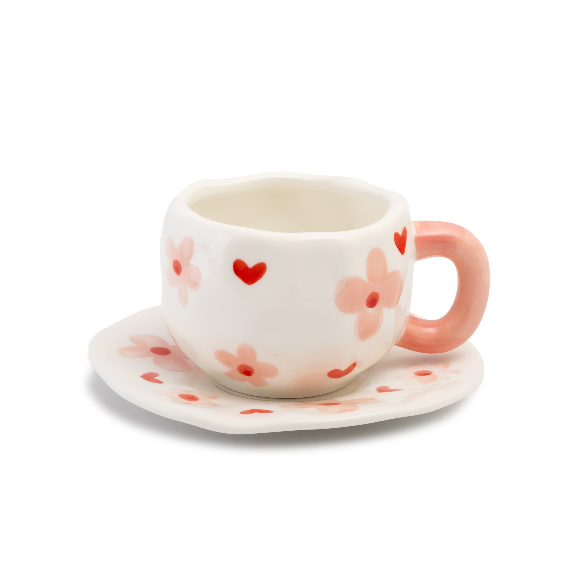 heart flower ceramic mug