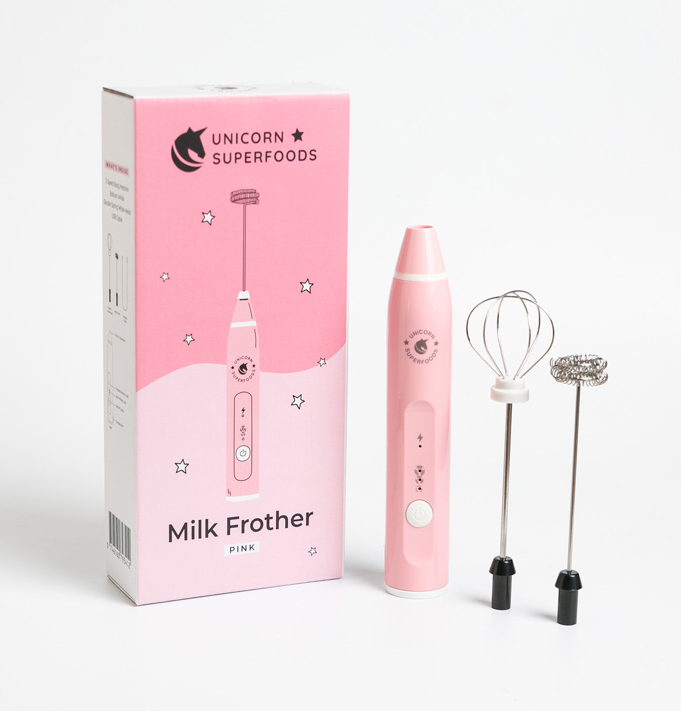 Frother with Stand, Handheld Whisk, Foamer - Primula Pink