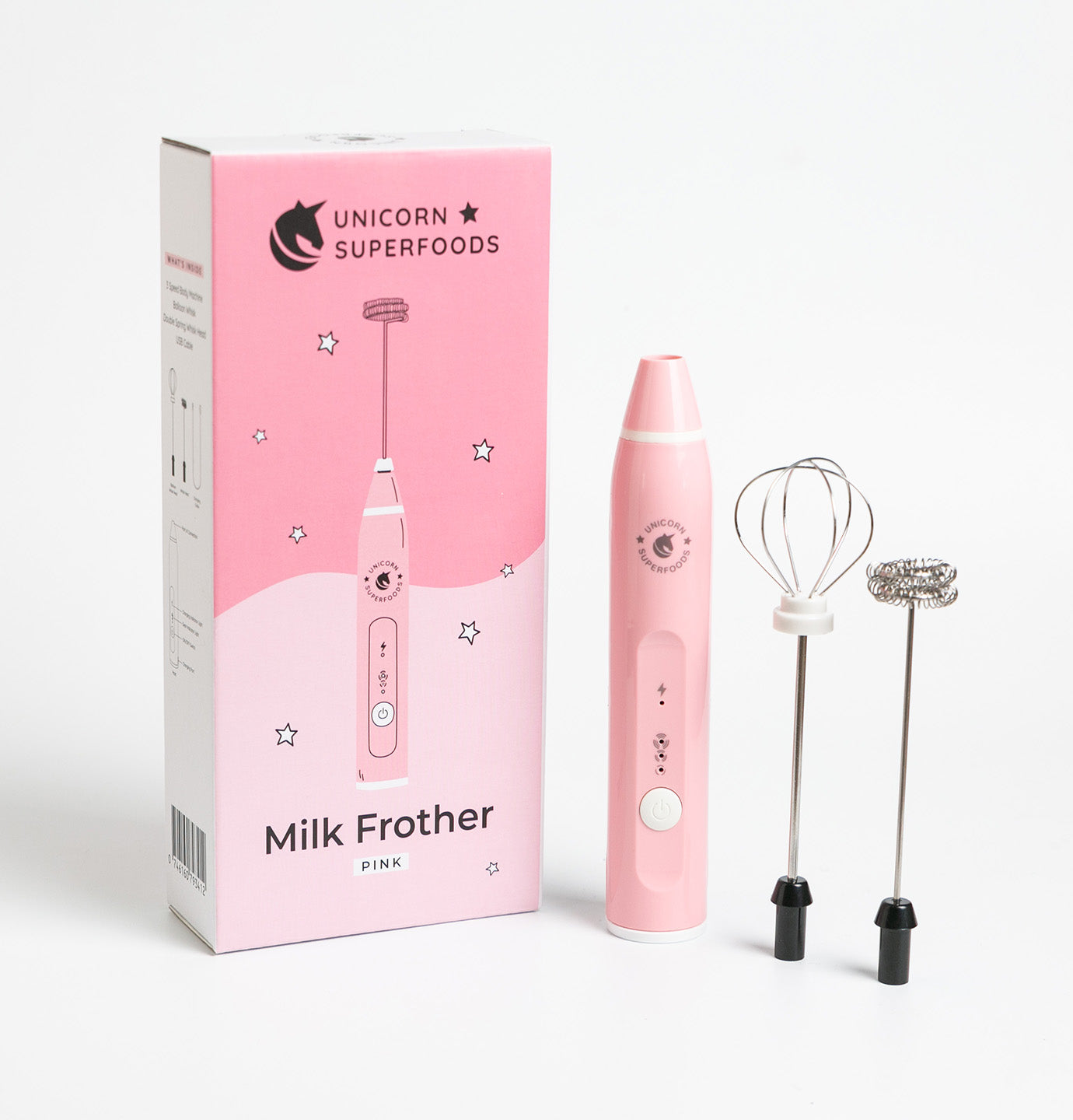 pink handheld milk frother