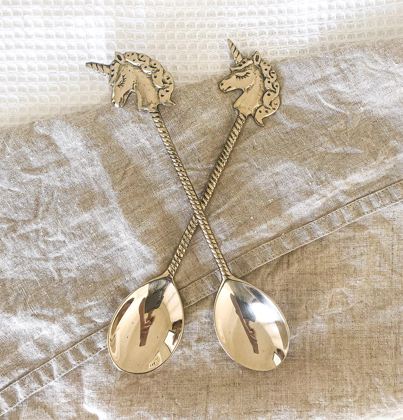 gold brass unicorn spoon