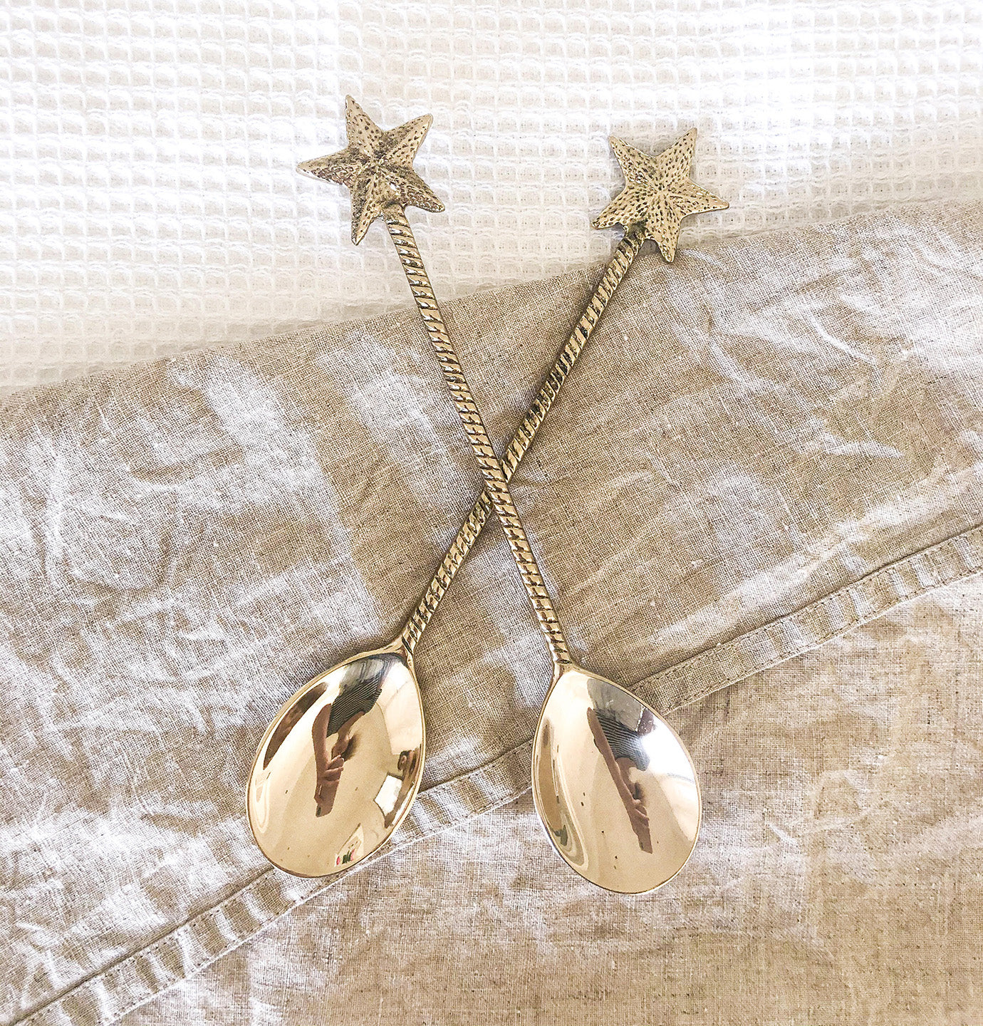 gold brass star spoon